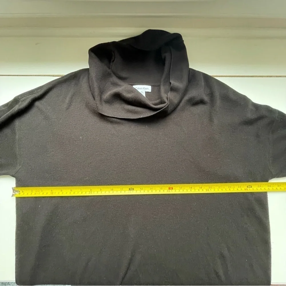 Calvin Klein Black Cowl Neck Sweater Drop Shoulder Long Sleeve Cozy Oversized 1X